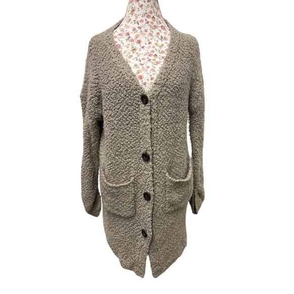 Mono B Sweaters - 🤍 Mono B ONE Taupe Boucle Longline Cardigan Cozy Minimalist Chic Open Front